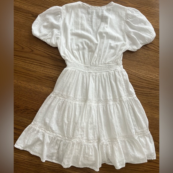 Zara white lace insert dress with puff sleeves (PRE OWNED) size XS - Picture 3 of 12
